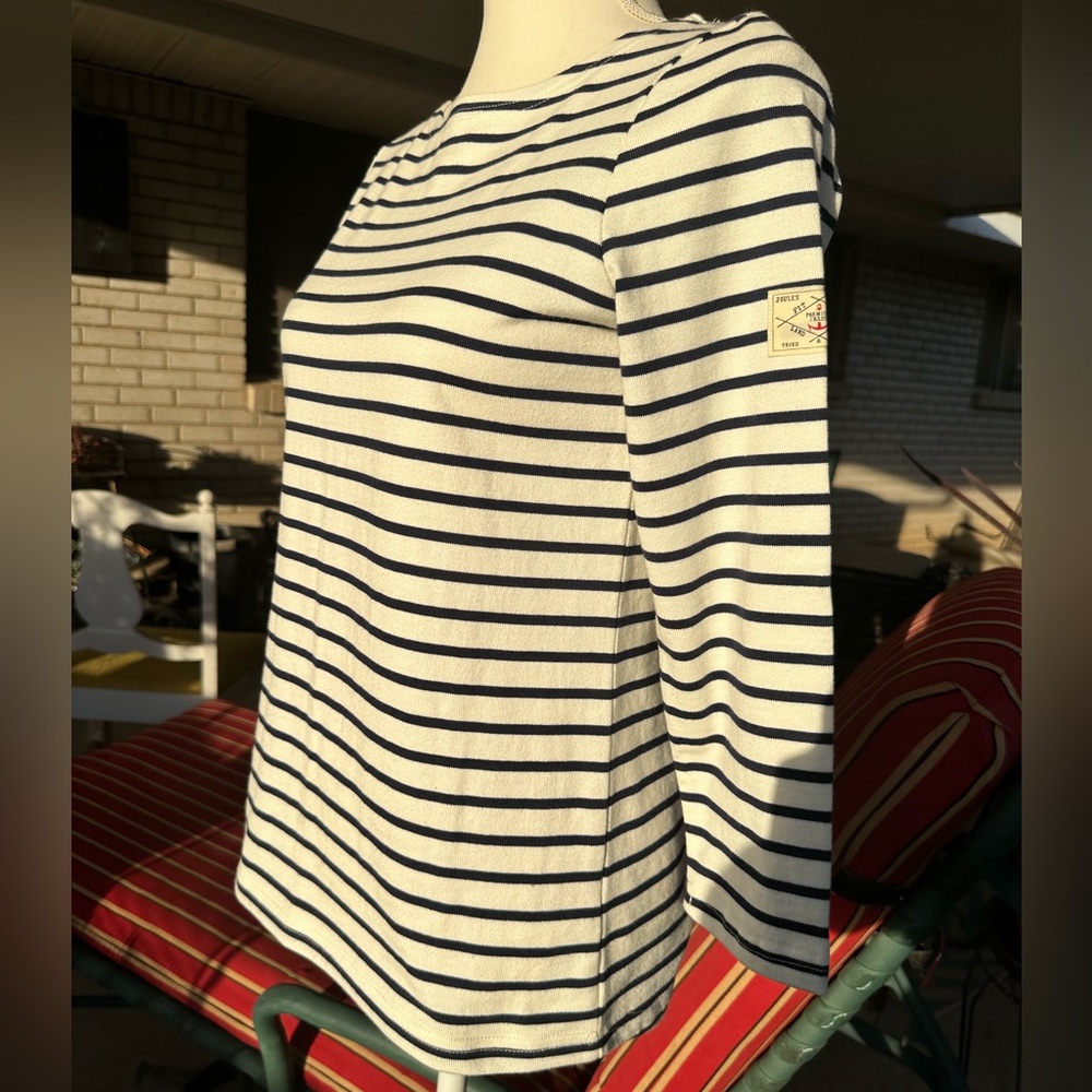 Joules Navy and White Striped Long Sleeve Top